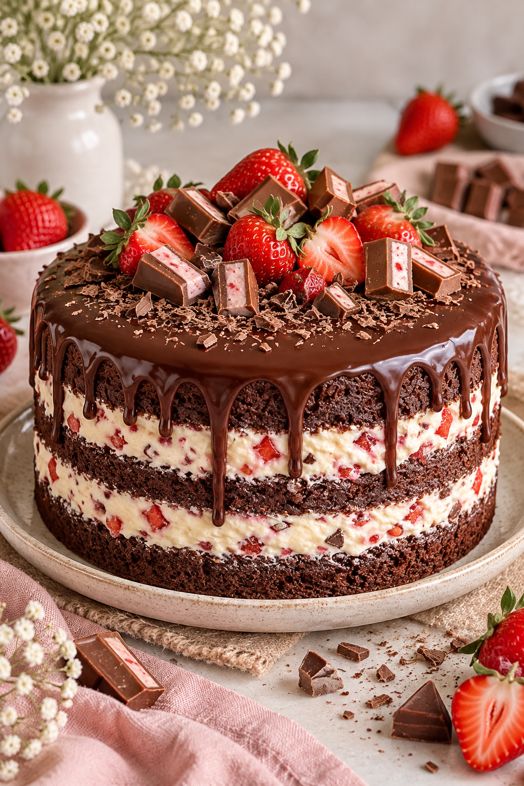 Yogurette-Torte mit Mascarpone und Erdbeeren